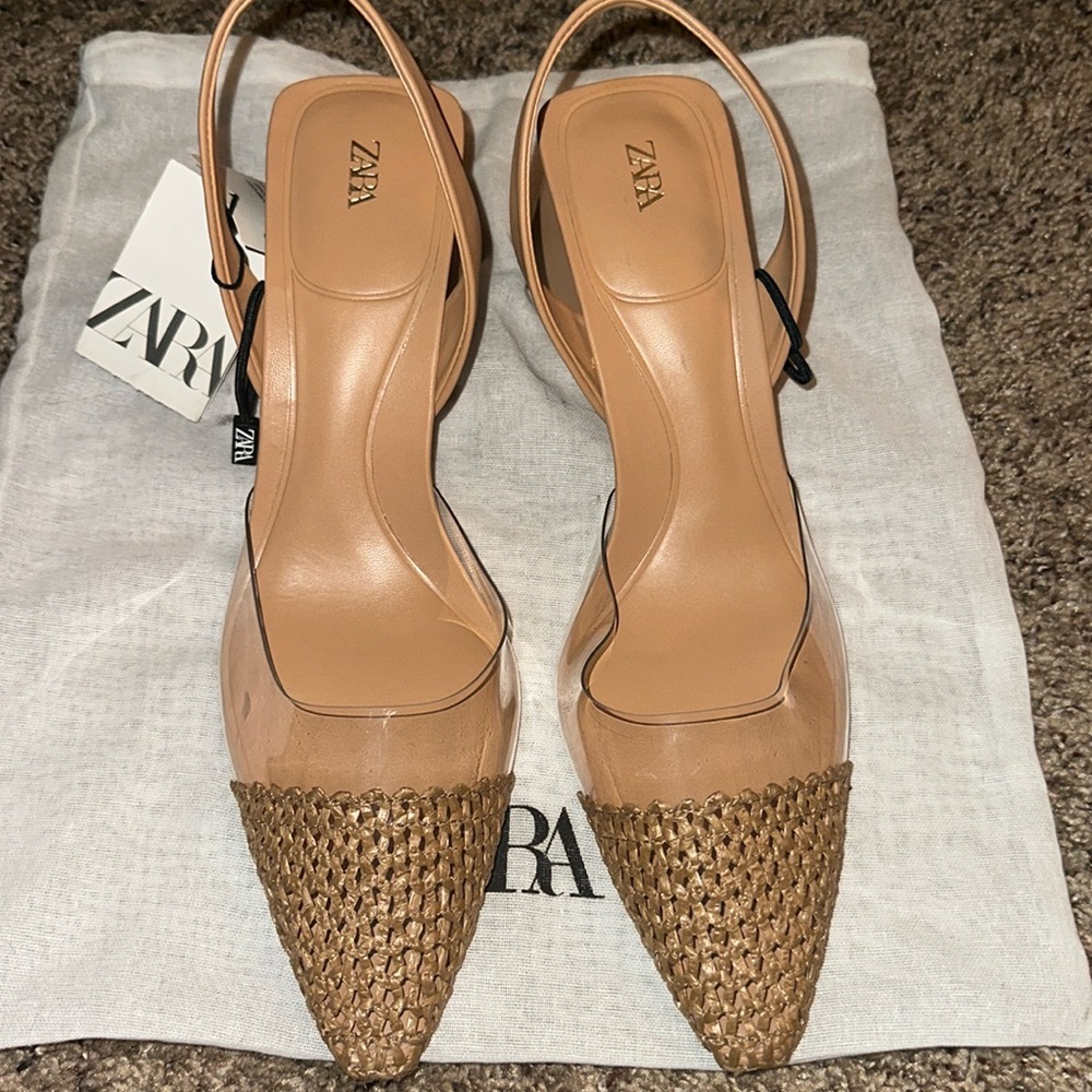 Zara summer sling back to with Raffia toe